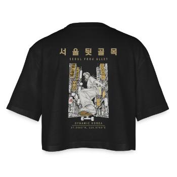 Korean Street Mood Design - T-shirt court oversize Femme - noir - Dos - AI Model Female 172 light (172cm)