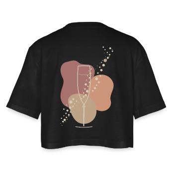 Sparkling wine lover Sparkling Aura - Women’s Oversized Cropped T-Shirt - black - Back - AI Model Female 172 light (172cm)