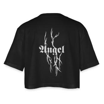 Typographie gothique d’épines - T-shirt court oversize Femme - noir - Dos - AI Model Female 172 light (172cm)