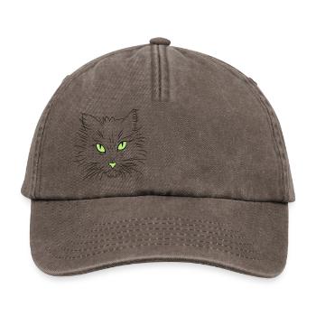 Katzenkopf mit stechenden Augen - Relaxed Vintage Cap - Vintage Braun - Vorne
