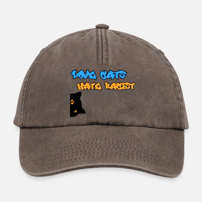 Love Cats; hate Racist - Relaxed Vintage Cap - Vintage Braun