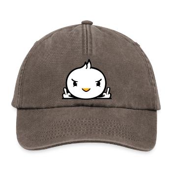 Vogel böse Mittelfinger zeigen Bad Boy hinter Zaun - Relaxed Vintage Cap - Vintage Braun - Vorne