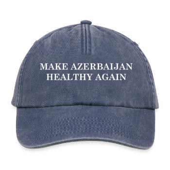 Make Azerbaijan Healthy Again - Relaxed Vintage Cap - vintage denim - Front
