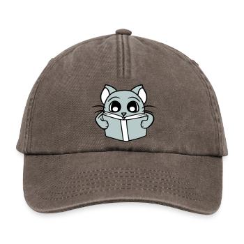 Nerd Katze Liest Roman Buch Schule Lesen Lernen - Relaxed Vintage Cap - Vintage Braun - Vorne