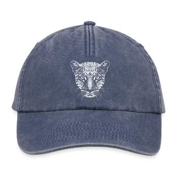 Leopard / Head / Graphic / White - Relaxed Vintage Cap - vintage denim - Front