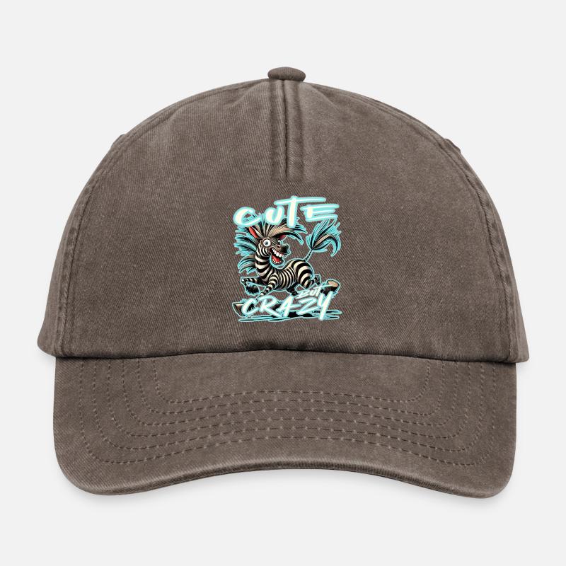 Cute but Crazy Zebra Comic Stil lustiges Motiv - Relaxed Vintage Cap - Vintage Braun