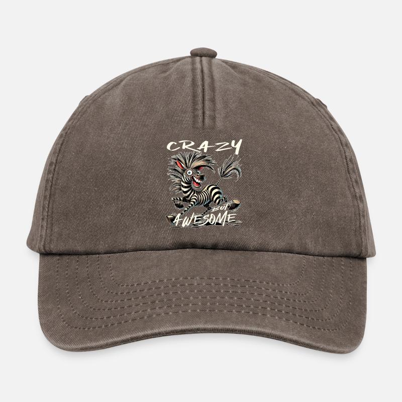 Crazy but Awesome Zebra Comic Style - Relaxed Vintage Cap - vintage brown