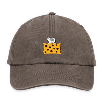 La souris mange d’énormes trous faim de fromage manger délicieux - Casquette vintage décontractée - marron vintage - Devant