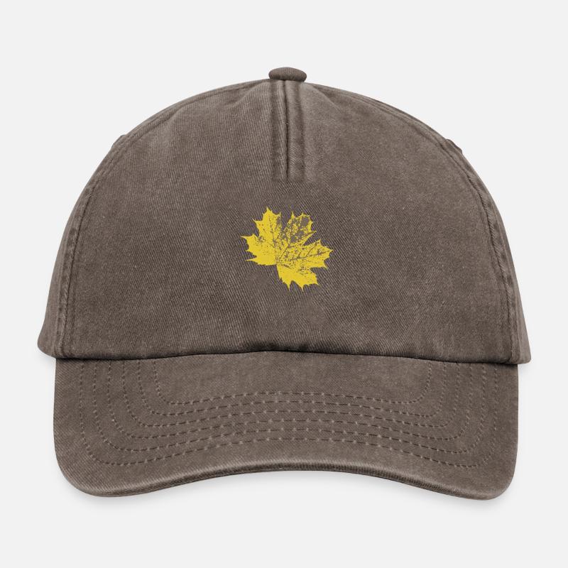 Feuille d’érable jaune - Casquette vintage décontractée - marron vintage