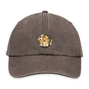 Creative play of colours hand-painted by Martina Eßer - Relaxed Vintage Cap - vintage brown - Front