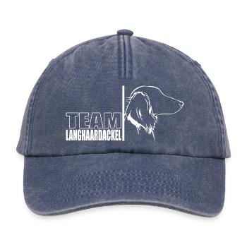 TEAM Langhaardackel Hunde Hund Wilsigns - Relaxed Vintage Cap - Vintage Denim - Vorne