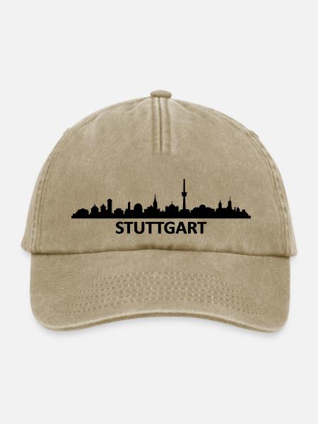 Skyline Stuttgart Name - Relaxed Vintage Cap - Vintage Beige
