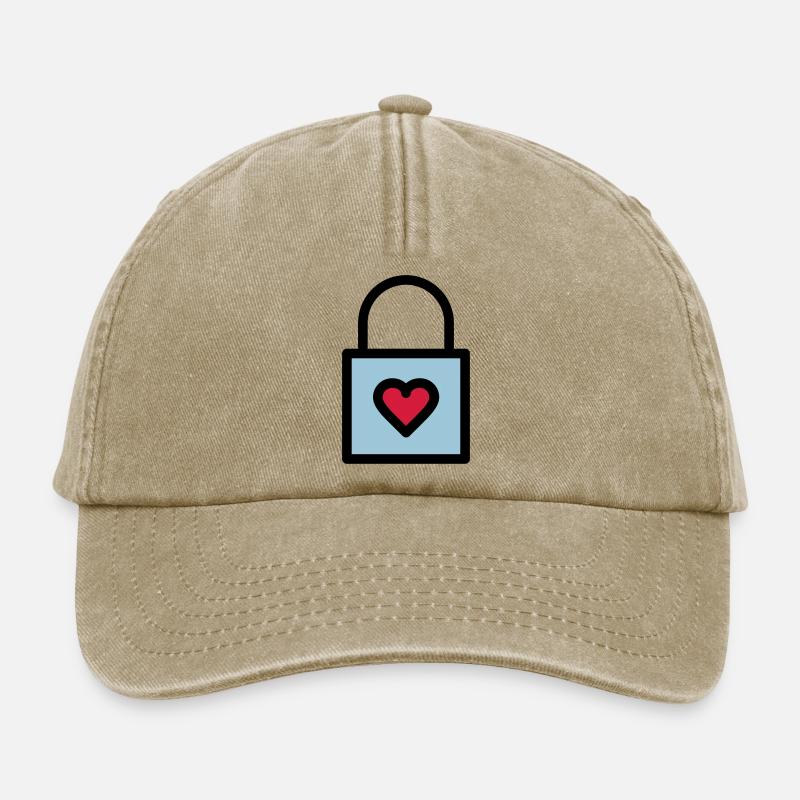 Cadenas, serrure d'amour - Casquette vintage décontractée - beige vintage