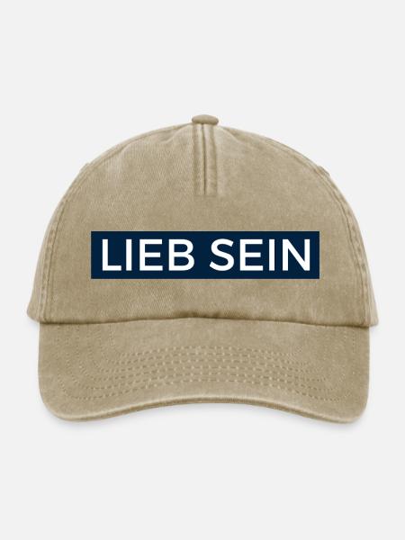 Lieb Sein! Design in Dunkelblau. - Relaxed Vintage Cap - Vintage Beige