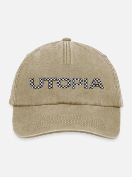 UTOPIA – Checkerboard Statement - Relaxed Vintage Cap - Vintage Beige