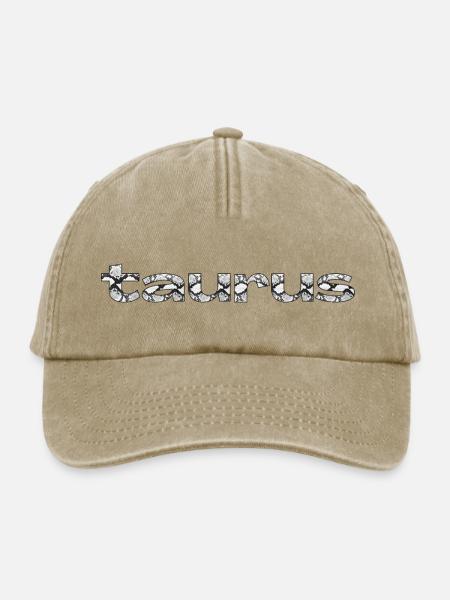 taurus – Snake Skin Zodiac Statement - Relaxed Vintage Cap - Vintage Beige