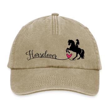Horselover Pferdeliebhaber Schriftzug - Relaxed Vintage Cap - Vintage Beige - Vorne