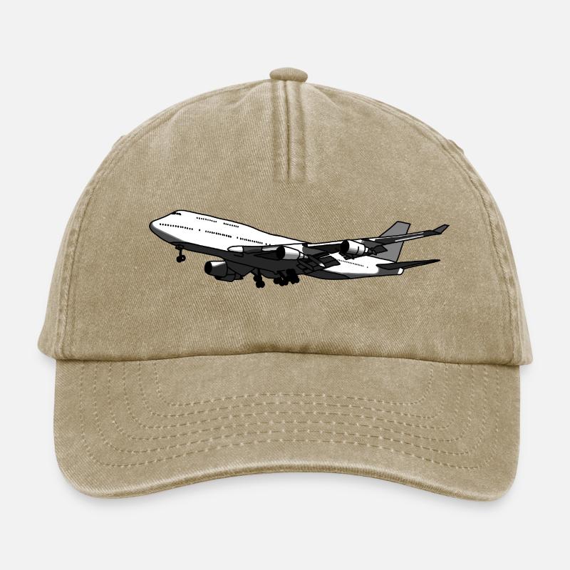 Flugzeug Silhouette mit Dynamischem Design - Relaxed Vintage Cap - Vintage Beige