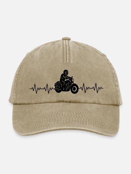 Motorrad EKG Herzschlag - Relaxed Vintage Cap - Vintage Beige