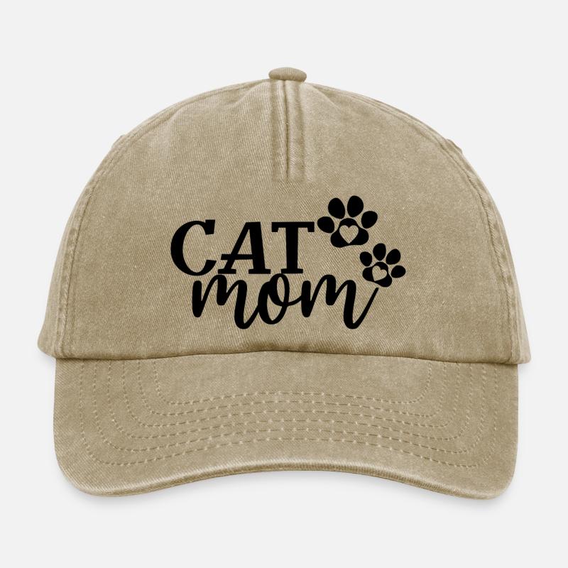 Cat Mom - Cute Paws Cat Lover Maman Propriétaire de chat - Casquette vintage décontractée - beige vintage