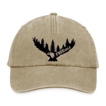FREEagle - Fliegender Adler [Schwarz] - Relaxed Vintage Cap - Vintage Beige - Vorne