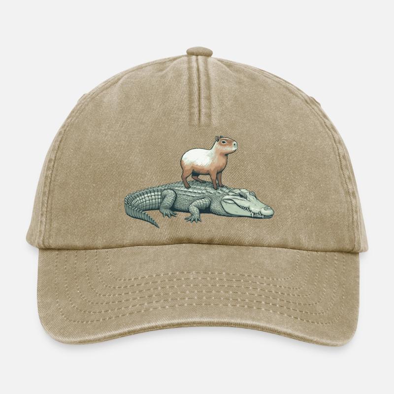 Capy & Croc Dreamteam - Relaxed Vintage Cap - Vintage Beige