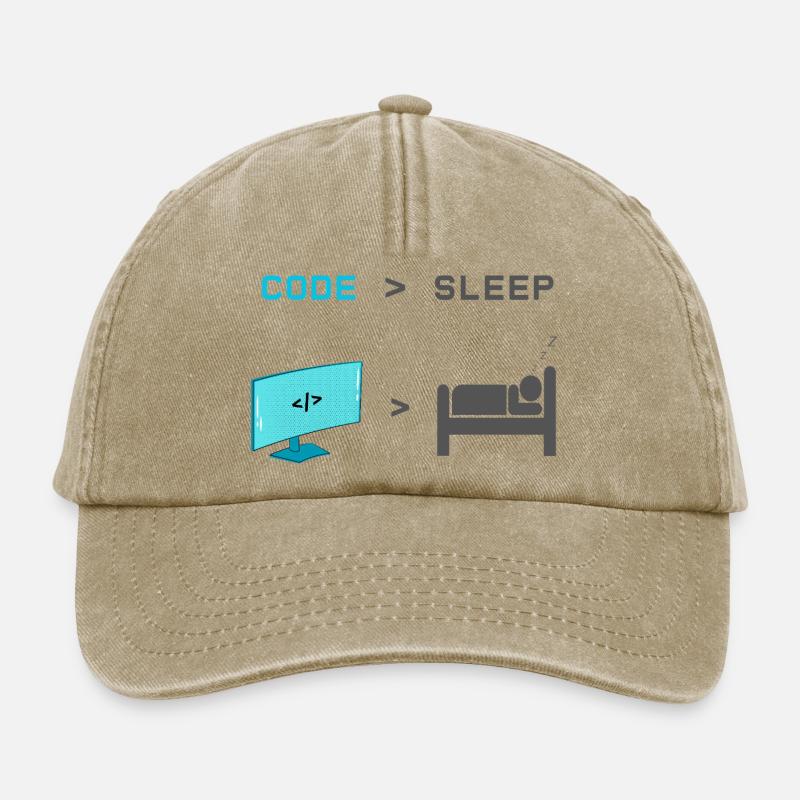 Code vs Sleep: Coder in Sleep Mode - Relaxed Vintage Cap - vintage beige
