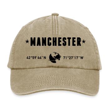 Manchester UK Coordinates Planet Earth - Relaxed Vintage Cap - vintage beige - Front