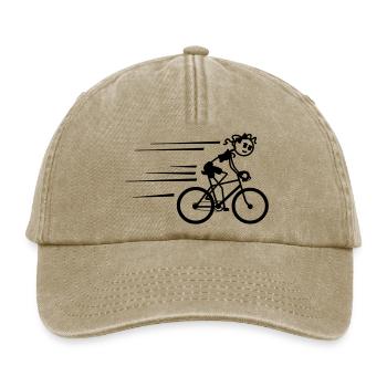 Radfahrer Strichmännchen radeln schnell - Relaxed Vintage Cap - Vintage Beige - Vorne