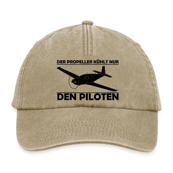Mooney Motorflugzeug Geschenk - Relaxed Vintage Cap - Vintage Beige - Vorne