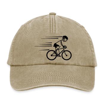 Radfahrer Stickman fährt hart mit Helm auf - Relaxed Vintage Cap - Vintage Beige - Vorne