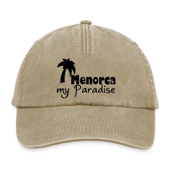 Menorca Paradise Urlaub Geschenk - Relaxed Vintage Cap - Vintage Beige - Vorne