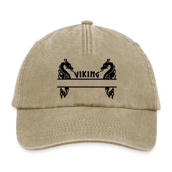 Bannière Viking à deux dragons - Casquette vintage décontractée - beige vintage - Devant