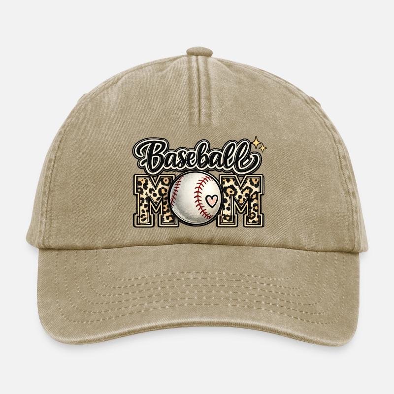 Baseball-Mama-Leopard-Hemd-Geschenk zum Muttertag - Relaxed Vintage Cap - Vintage Beige
