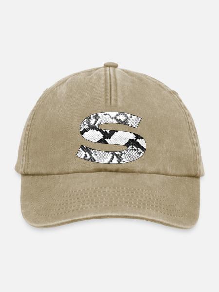 Schlangenleder-Muster Buchstabe s - Relaxed Vintage Cap - Vintage Beige