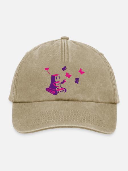 robot loves butterfly - Relaxed Vintage Cap - Vintage Beige