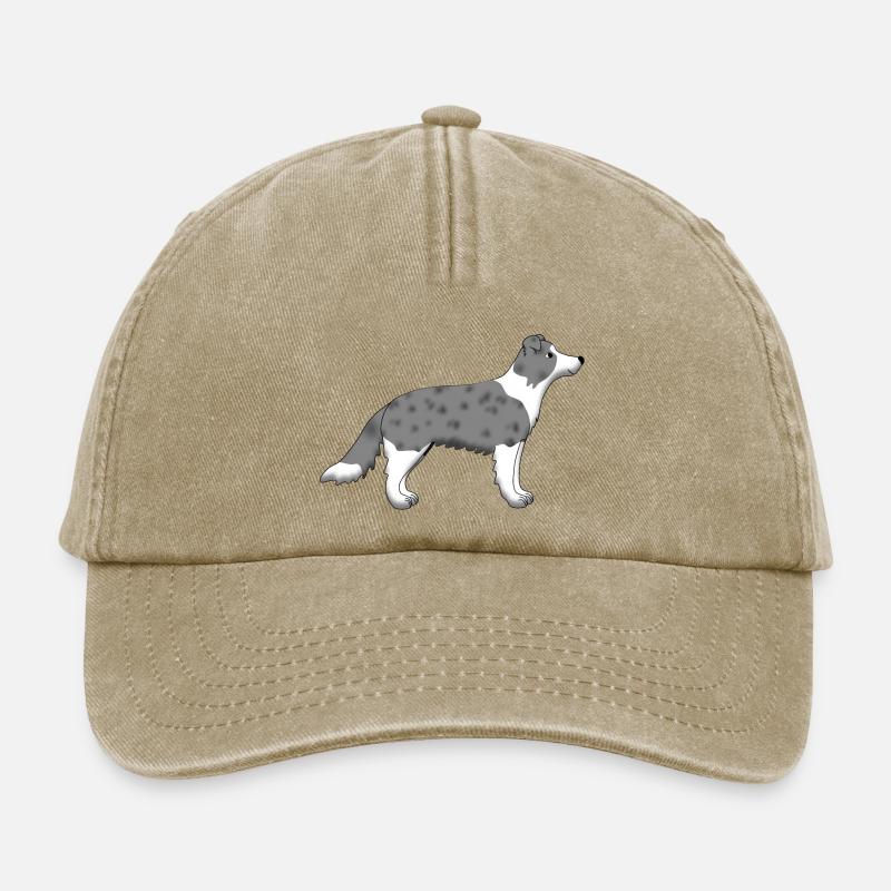 Border Collie blue merle - Relaxed Vintage Cap - vintage beige