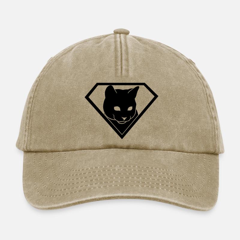 Superhero Cat in Shield | Supercat Emblem - Relaxed Vintage Cap - vintage beige