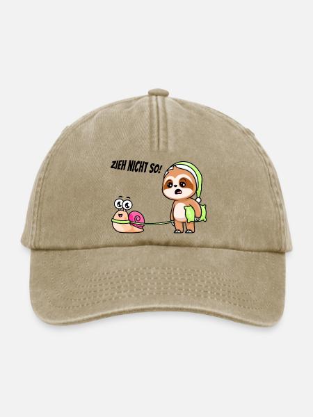 Faultier mit Schnecke - Zieh nicht so! - Relaxed Vintage Cap - Vintage Beige