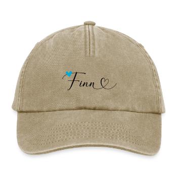 Finn Name Vorname Kalligrafieherz - Relaxed Vintage Cap - Vintage Beige - Vorne
