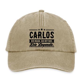 Man Myth Legend Carlos - Relaxed Vintage Cap - vintage beige - Front