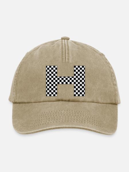 Buchstabe H Schachbrettmuster - Relaxed Vintage Cap - Vintage Beige