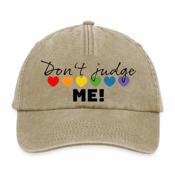 Regenbogenherzchen dont judge me schwarz - Relaxed Vintage Cap - Vintage Beige - Vorne
