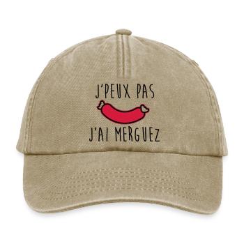 Je peux pas j'ai merguez - Casquette vintage décontractée - beige vintage - Devant
