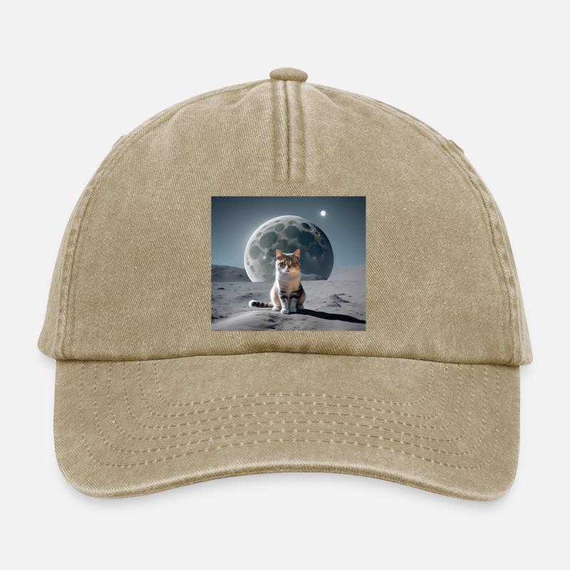 Cat on the Moon - Relaxed Vintage Cap - Vintage Beige