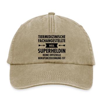 Tiermedizinische Fachangestellte - Superheldin - Relaxed Vintage Cap - Vintage Beige - Vorne