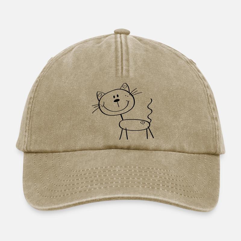 Funny tændstikmand kat - Comic - Katte - Relaxed Vintage Cap - vintagebeige