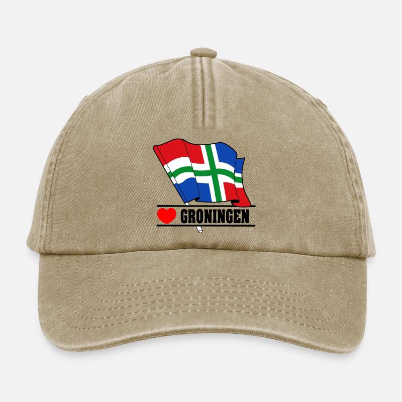 Drapeau Groningue au cœur de GRONINGEN - Casquette vintage décontractée - beige vintage