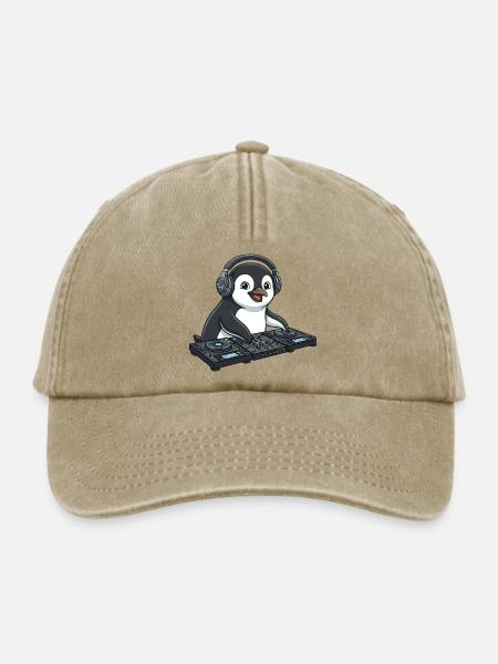 Pinguin DJ Musik Techno Party Comic - Relaxed Vintage Cap - Vintage Beige