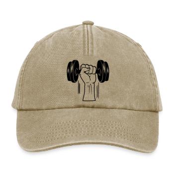 Fitness GYM dumbbel weight with fist - Relaxed Vintage Cap - vintage beige - Front